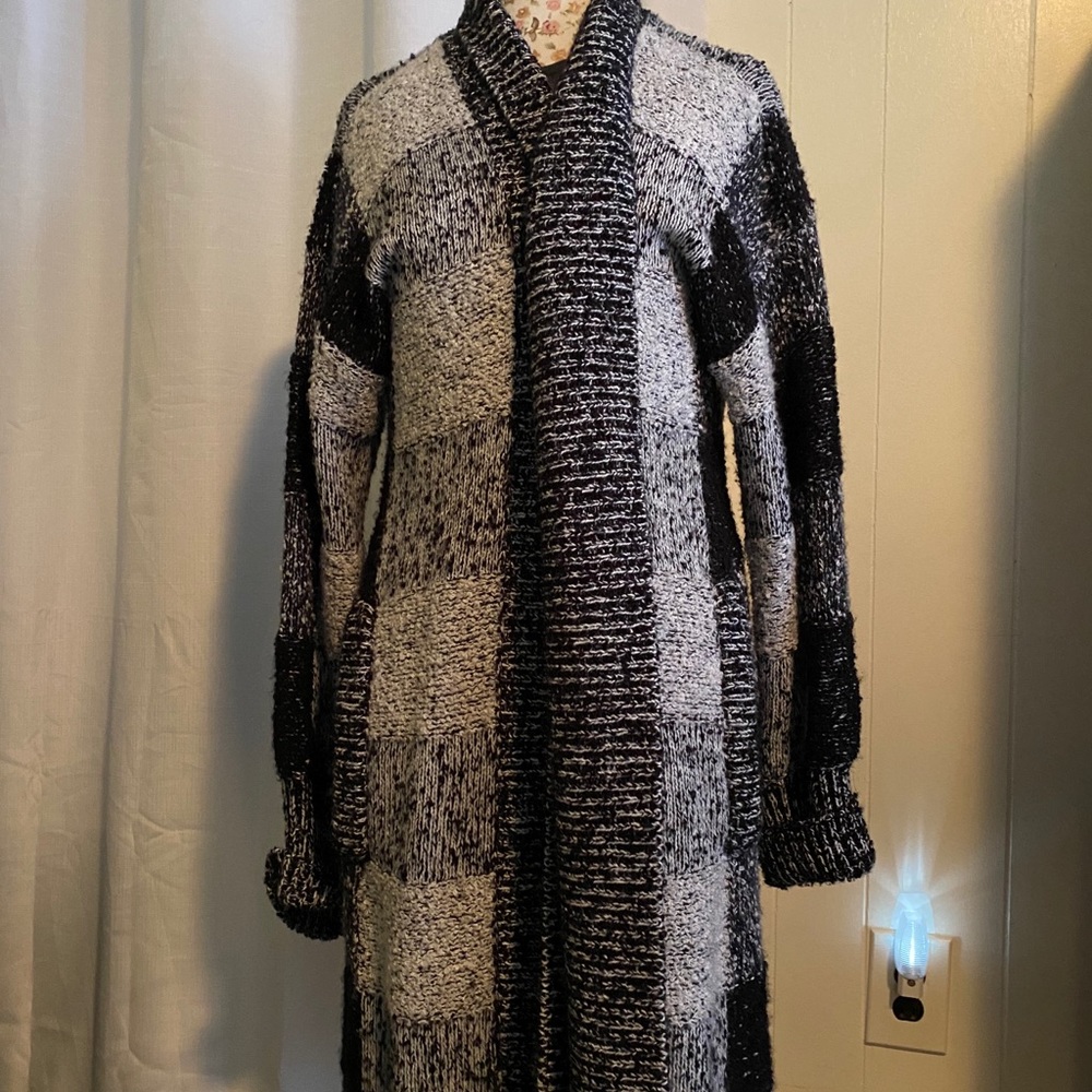 Long Buffalo Plaid Sweater XL Cardigan